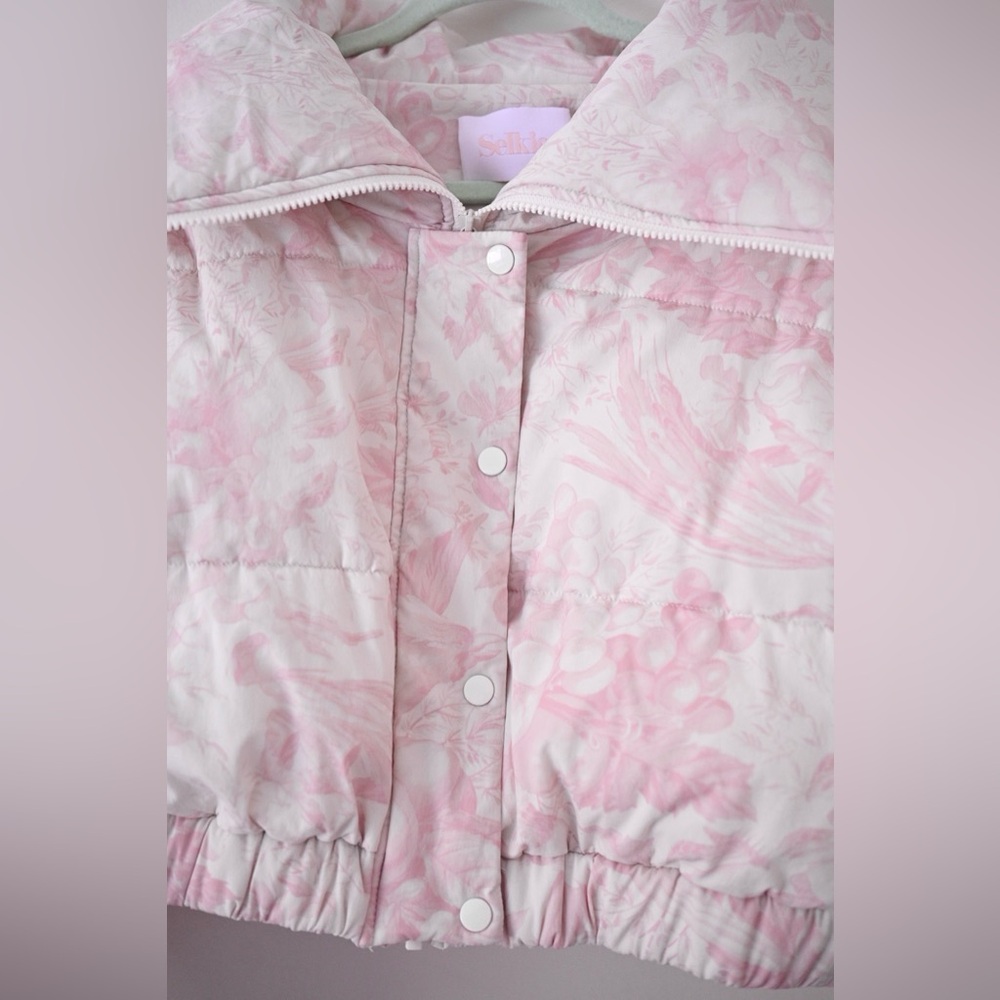 Selkie The Castle Pink Floral Marshmallow Puffer Womens Large Jacket- coquette - Picture 12 of 16